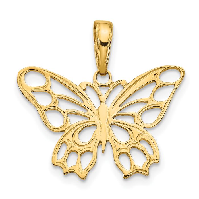 10K Solid Yellow Gold Butterfly Necklace - Picture 10 of 12