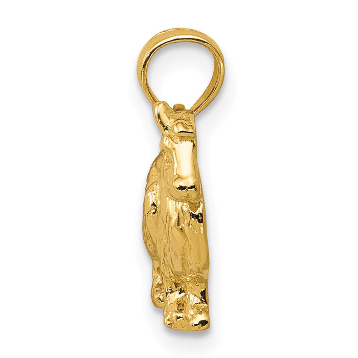 10K Solid Yellow Gold Collie Dog Necklace Chain Pendant Charm