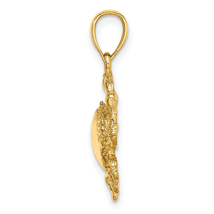 10K Solid Yellow Gold Crab Claw Necklace Chain Pendant Charm