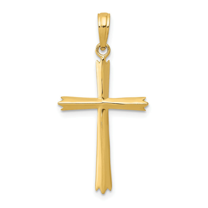 10K Solid Yellow Gold Cross Necklace