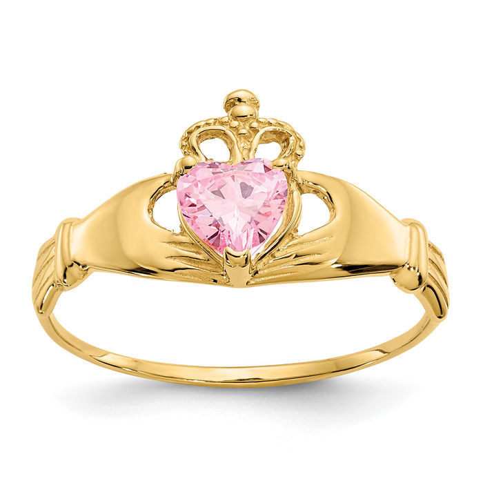 10K Solid Yellow Gold CZ Heart Celtic Ring - Picture 10 of 36