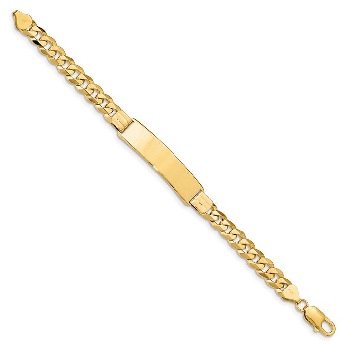 10K Solid Yellow Gold Curb Link Name Bar Identification ID Bracelet