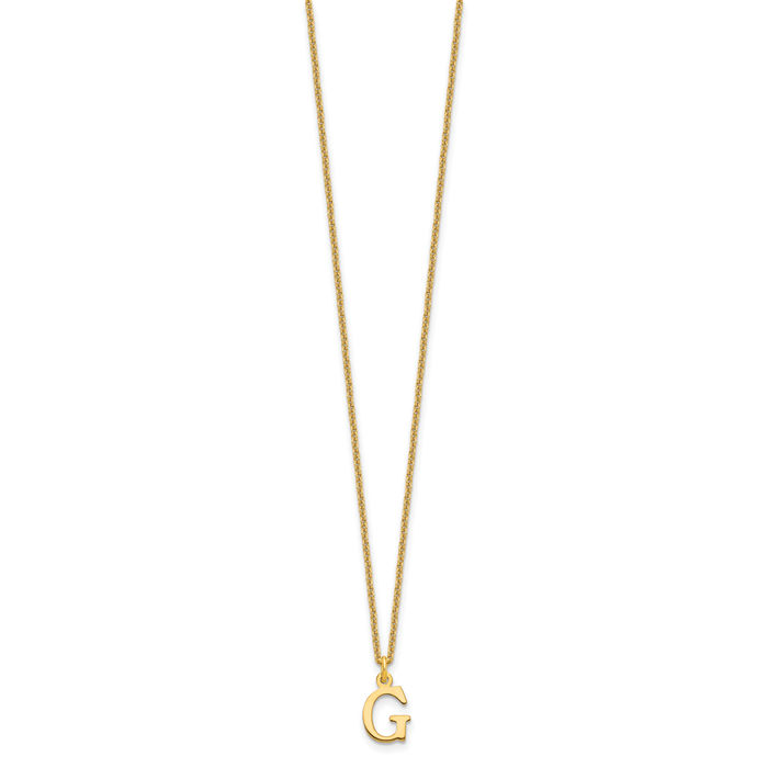 10K Solid Yellow Gold Dainty Letter G Initial Name Monogram Chain Necklace