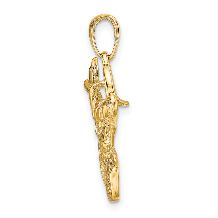 10K Solid Yellow Gold Deer Head Necklace Chain Pendant Charm