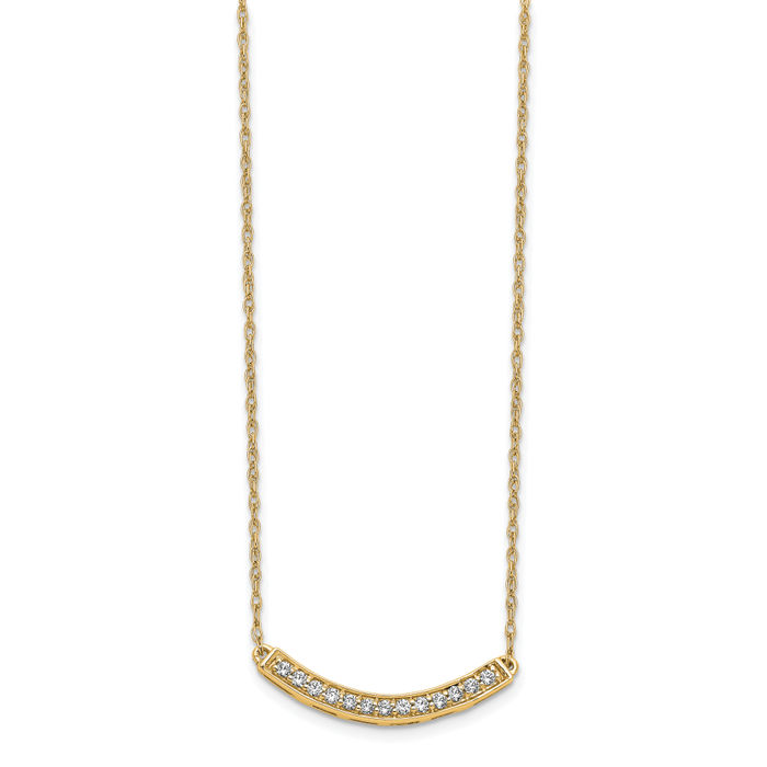 10K Solid Yellow Gold Diamond Bar Necklace Chain