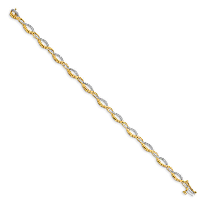 10K Solid Yellow Gold Diamond Tennis Bracelet