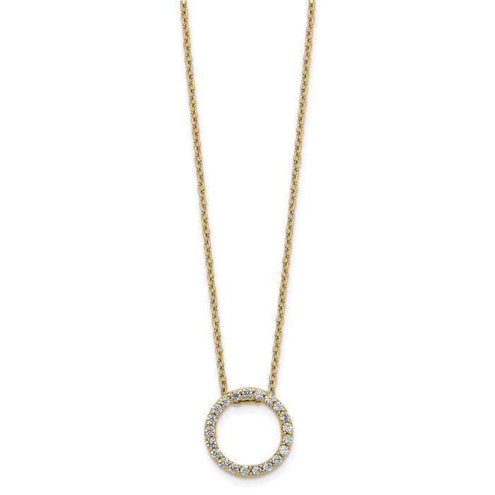 10K Solid Yellow Gold Diamond Circle Round Geometric Necklace Chain