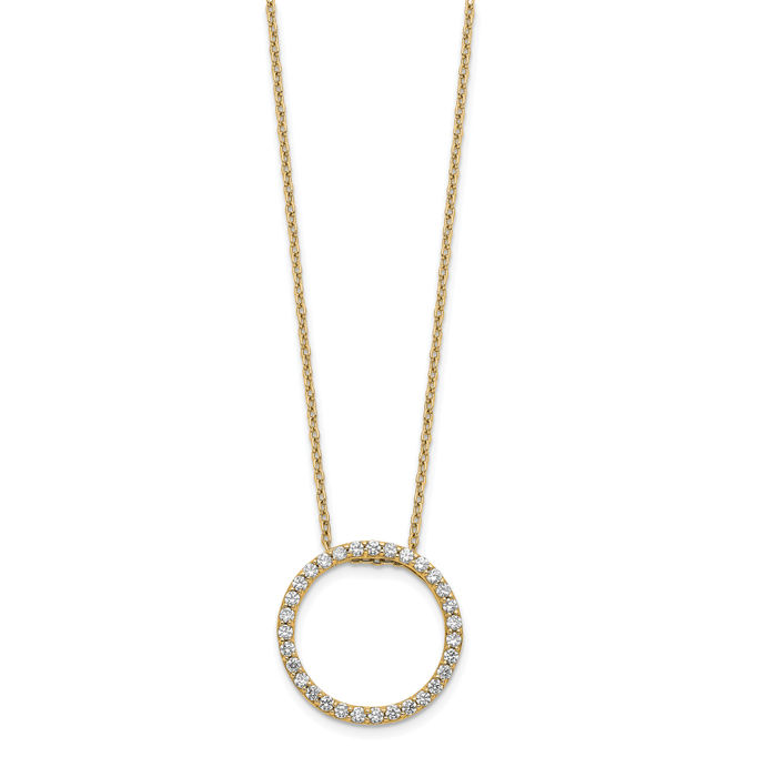 10K Solid Yellow Gold Diamond Circle Round Geometric Necklace Chain