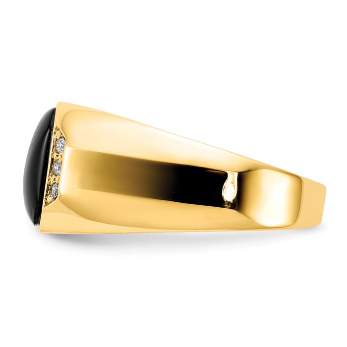 10K Solid Yellow Gold Diamond Onyx Ring - Picture 10 of 52
