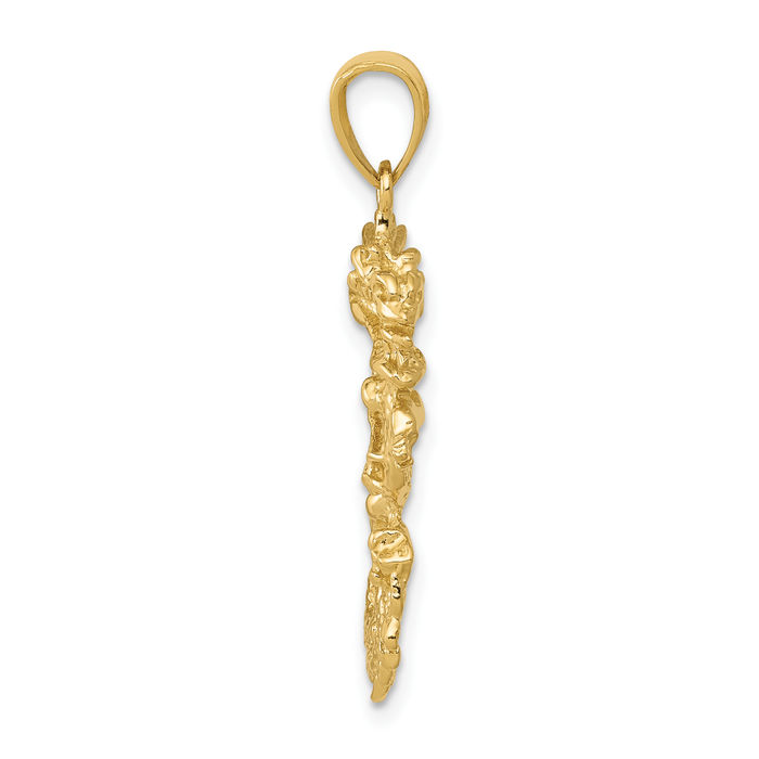 10K Solid Yellow Gold Dragon Necklace Chain Pendant Charm