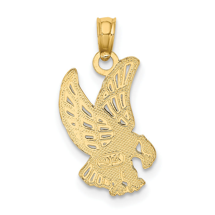 10K Solid Yellow Gold Eagle Symbol of Strength Freedom Hawk Bird Necklace Chain Pendant Charm