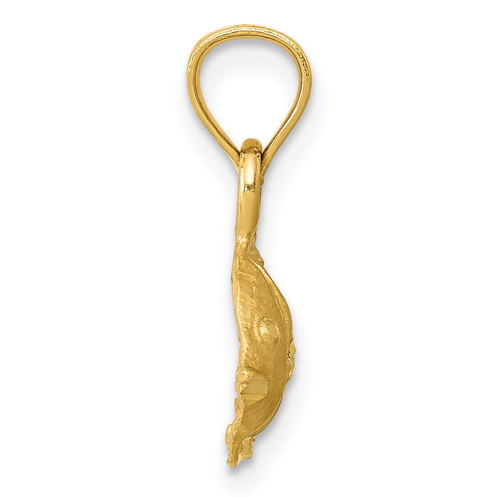 10K Solid Yellow Gold Fish Necklace Chain Pendant Charm