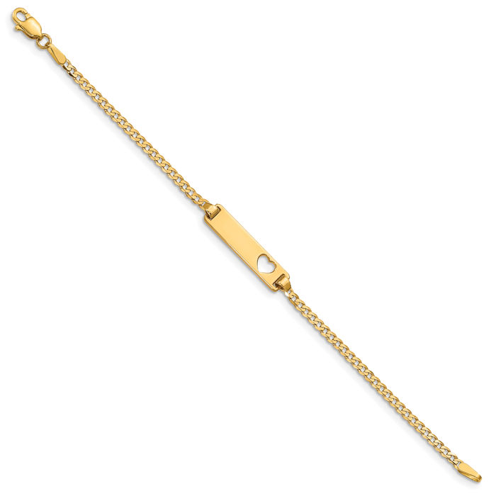 10K Solid Yellow Gold Curb Link Name Bar Identification ID Bracelet