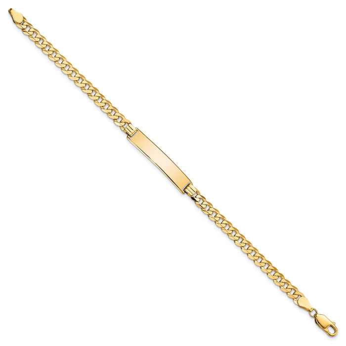 10K Solid Yellow Gold Curb Link Name Bar Identification ID Bracelet