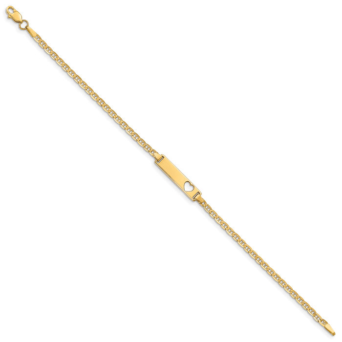 10K Solid Yellow Gold Anchor Mariner Link Name Bar Identification ID Bracelet