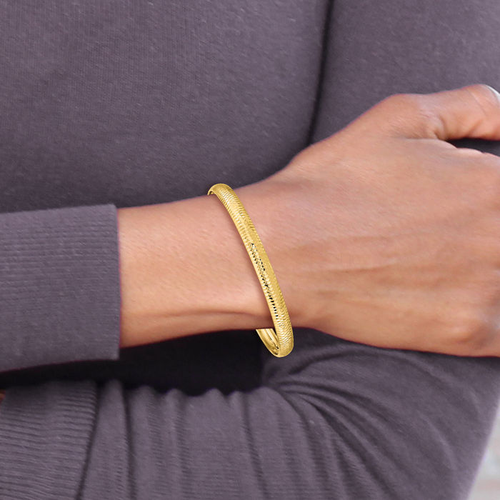 10K Solid Yellow Gold Flexible Bangle Bracelet