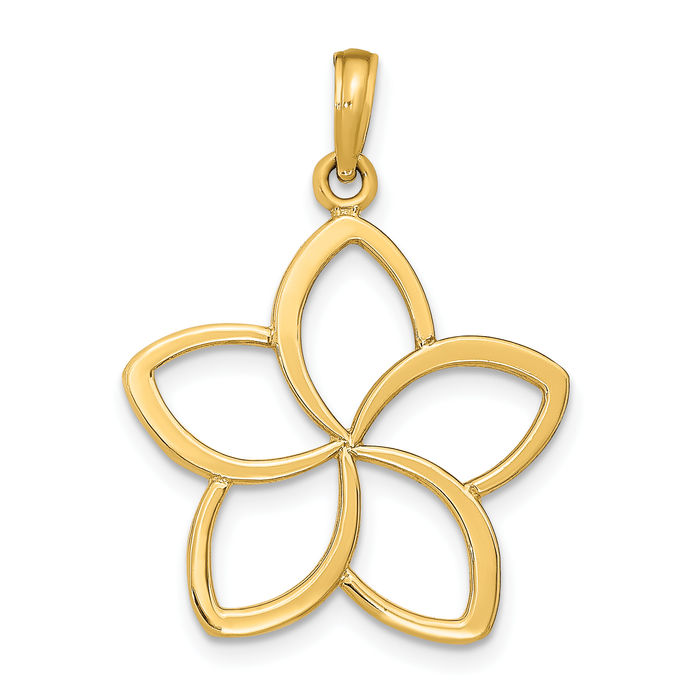 10K Solid Yellow Gold Flower Necklace