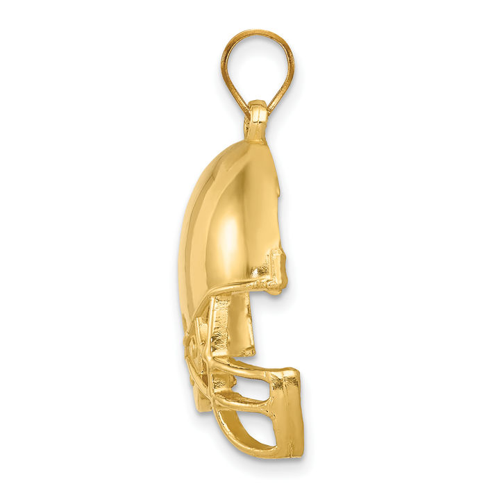 10K Solid Yellow Gold Football Helmet Necklace Charm Sports Pendant