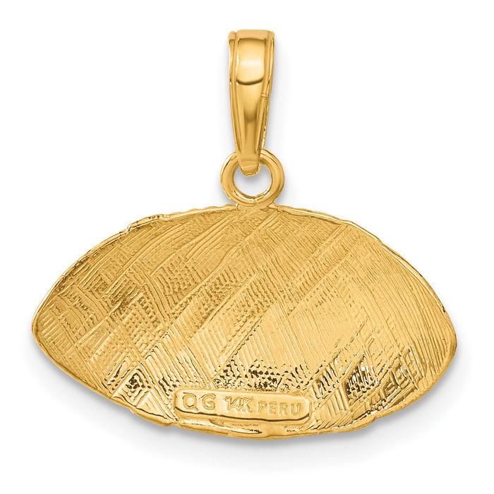 10K Solid Yellow Gold Football Profile Necklace Charm Sports Pendant