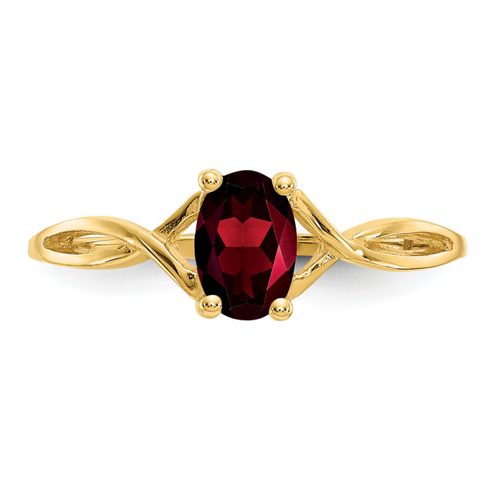 10K Solid Yellow Gold Red Garnet Ring Gemstone Band January Birthstone Jewelry