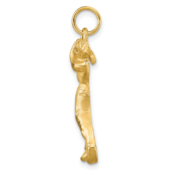 10K Solid Yellow Gold Golf Necklace Charm Sports Pendant