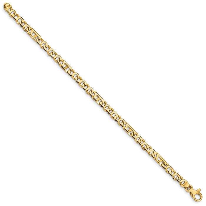 10K Solid Yellow Gold 4.3mm Link Chain Bracelet