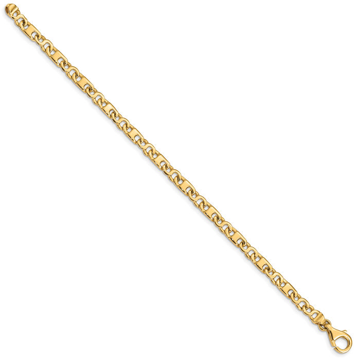 10K Solid Yellow Gold 4.4mm Link Chain Bracelet