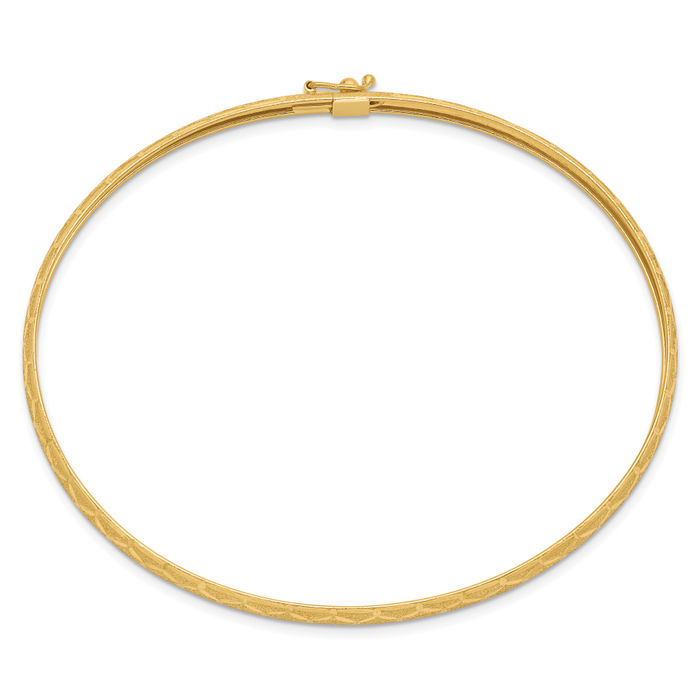 10K Solid Yellow Gold Hexagonal Flexible Bangle Bracelet