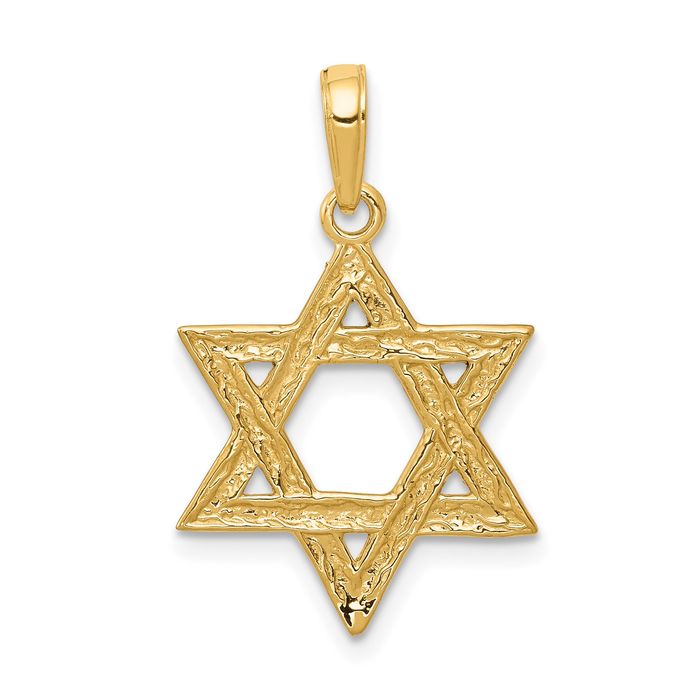 10K Solid Yellow Gold Star of David Necklace - Picture 10 of 12