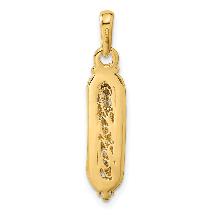 10K Solid Yellow Gold Mezuzah Scroll Prayer Jewish Shin Letter Necklace Judaica Religious Chain Pendant Israel Charm