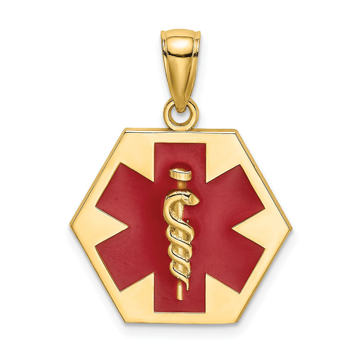 10K Solid Yellow Gold Medical Alert Necklace | eBay
