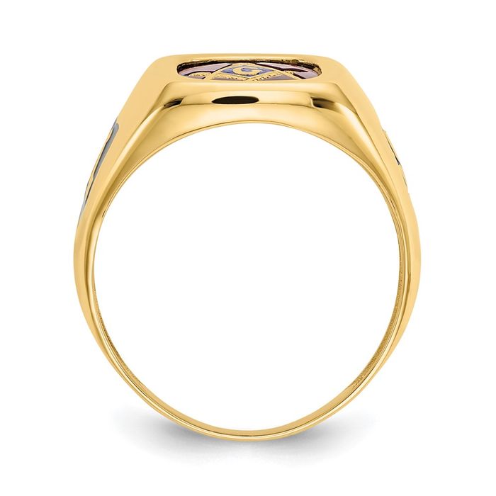 10K Solid Yellow Gold Mens Black Lab Ruby Masonic Ring - Picture 15 of 120