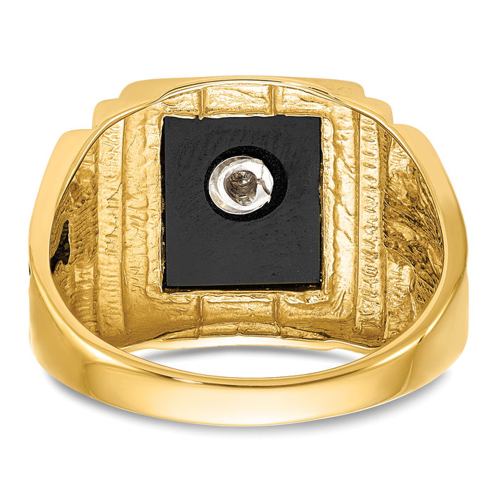 10K Solid Yellow Gold Mens Black Onyx Master Mason Signet Freemason Masonic Ring