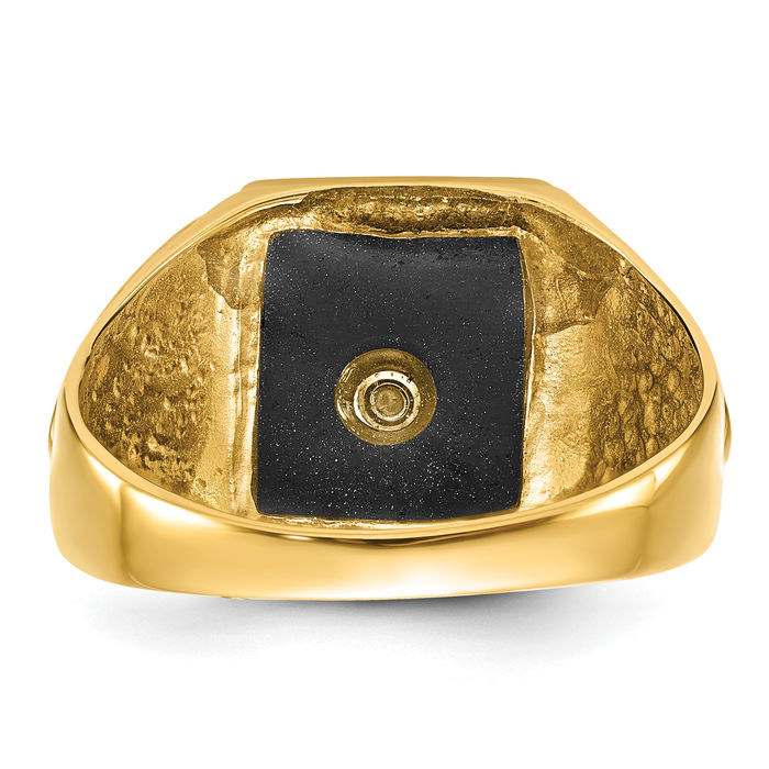 10K Solid Yellow Gold Mens Vintage Black Onyx Master Mason Signet Freemason Masonic Ring