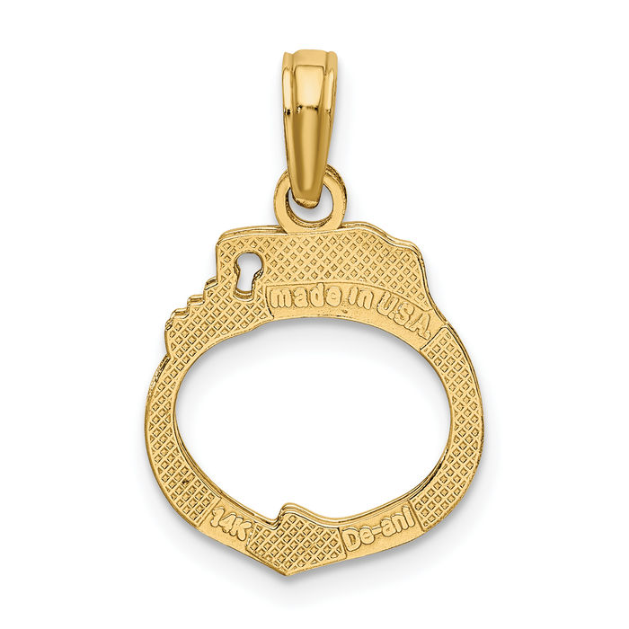 10K Solid Yellow Gold Dangling Handcuffs Necklace Chain Pendant Charm