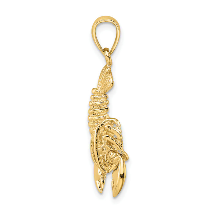 10K Solid Yellow Gold Dangling Lobster Necklace Chain Pendant Charm