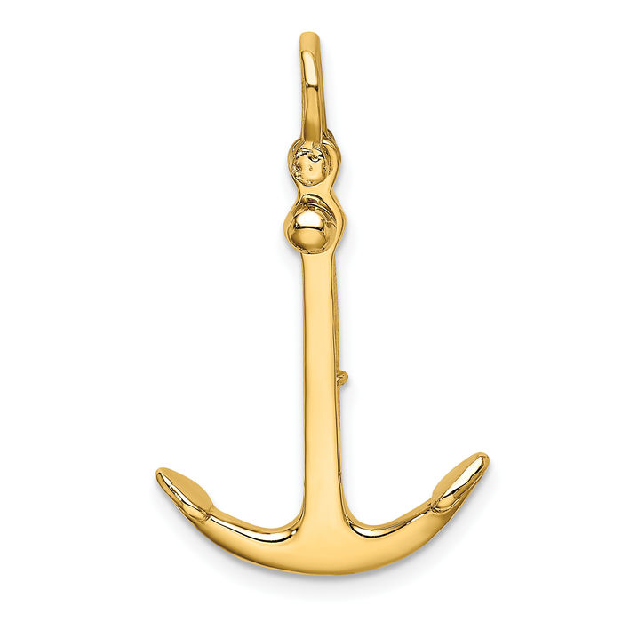 10K Solid Yellow Gold Dangling Anchor Mariner Set Necklace Nautical Charm Pendant