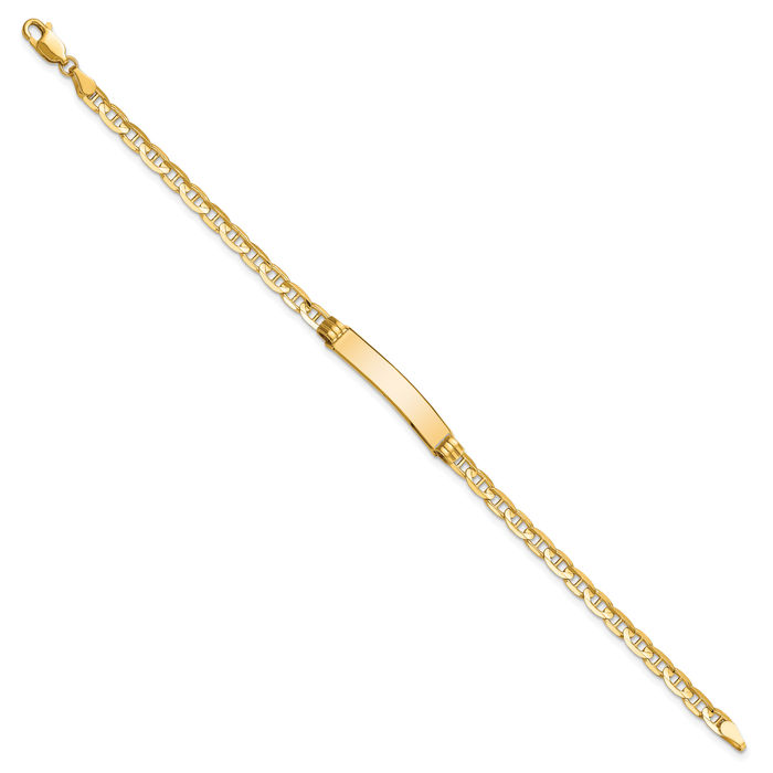 10K Solid Yellow Gold Anchor Mariner Link Name Bar Identification ID Bracelet