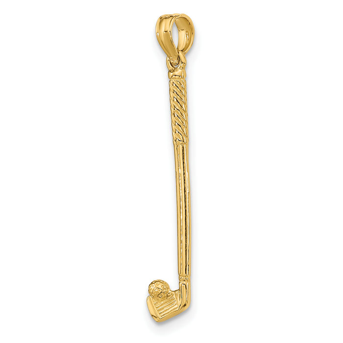 10K Solid Yellow Gold Single Golf Club Ball Necklace Charm Sports Pendant