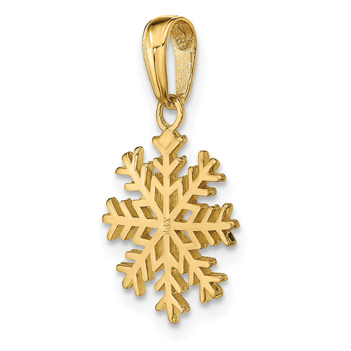 10K Solid Yellow Gold Snowflake Necklace Chain Pendant Charm