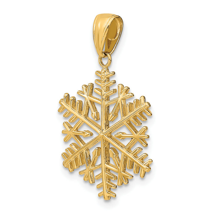 10K Solid Yellow Gold Snowflake Necklace Chain Pendant Charm