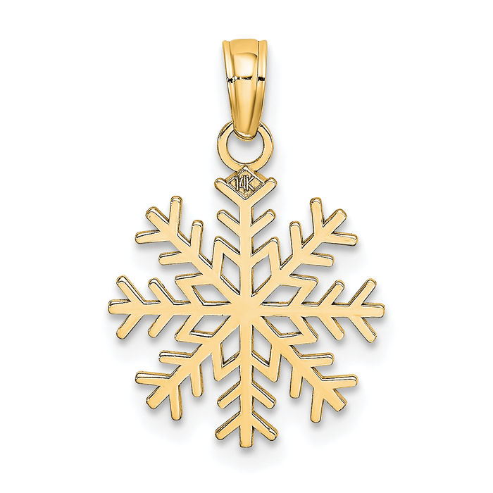 10K Solid Yellow Gold Snowflake Necklace Chain Pendant Charm