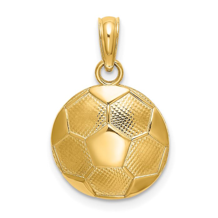 10K Solid Yellow Gold Soccer Ball Necklace Charm Sports Pendant