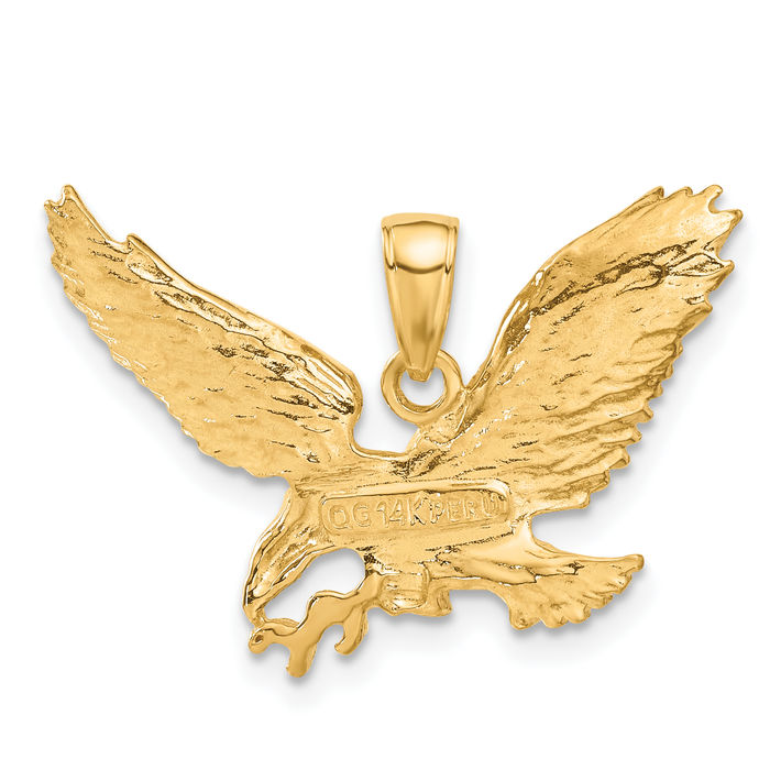 10K Solid Yellow Gold Eagle Symbol of Strength Freedom Hawk Bird Necklace Chain Pendant Charm