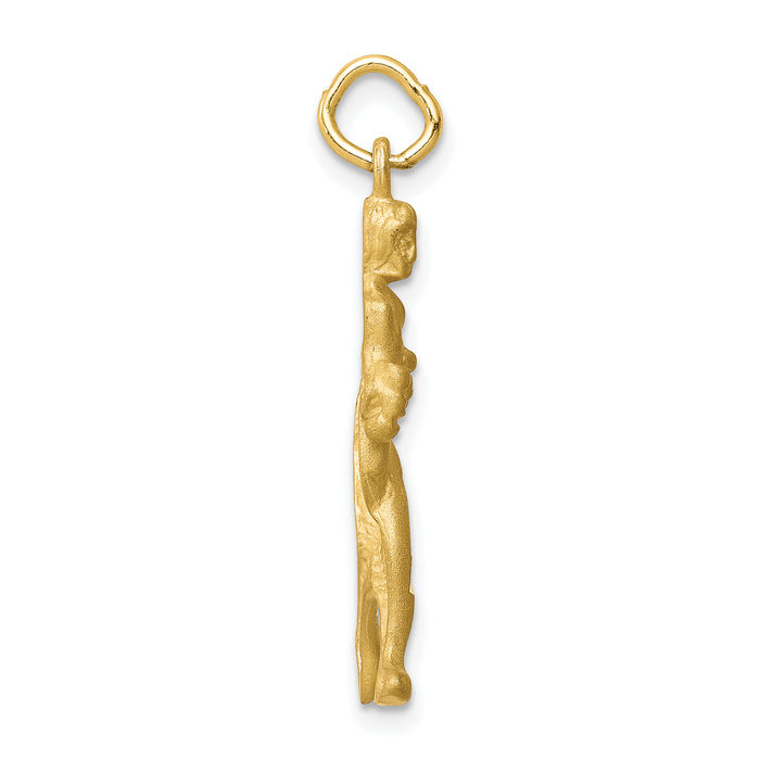 10K Solid Yellow Gold Runner Necklace Running Charm Sports Pendant