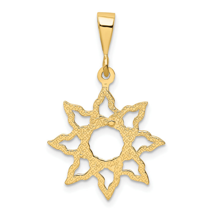 10K Solid Yellow Gold Sun Necklace Sunshine Pendant Sunburst Charm Celestial Jewelry