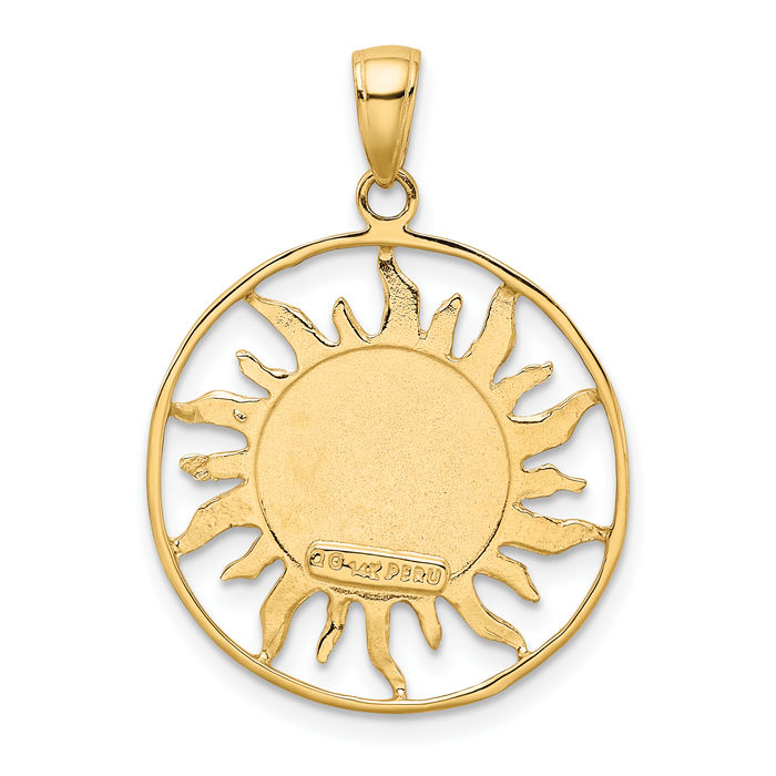 10K Solid Yellow Gold Sun Crescent Moon Star Necklace Chain Pendant Charm Celestial Jewelry