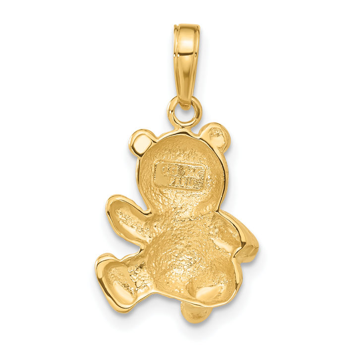 10K Solid Yellow Gold Gummy Teddy Bear Necklace Chain Pendant Charm