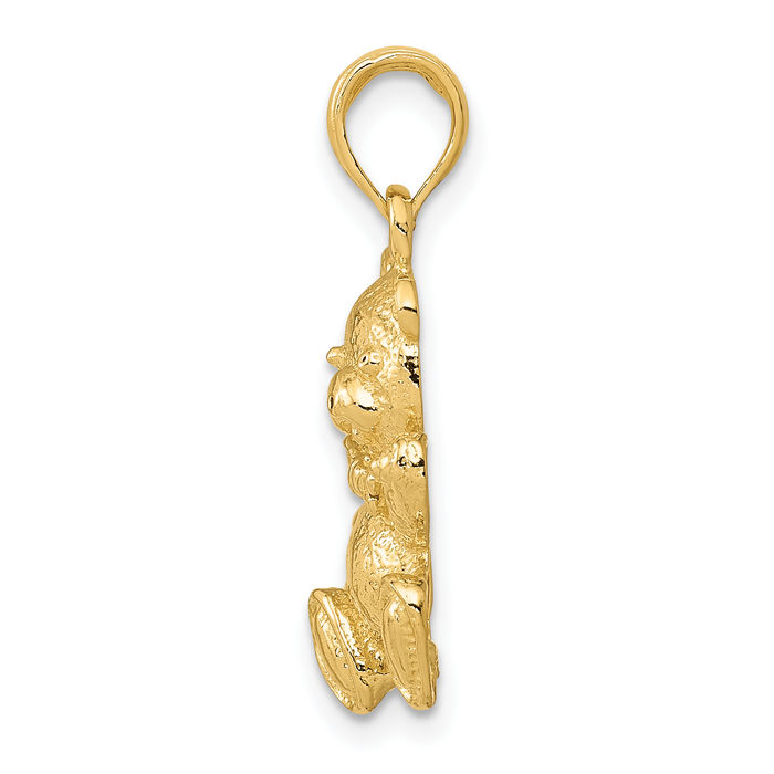 10K Solid Yellow Gold Gummy Teddy Bear Necklace Chain Pendant Charm