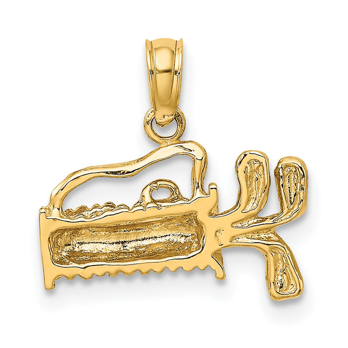 10K Solid Yellow Gold Golf Bag Necklace Charm Sports Pendant